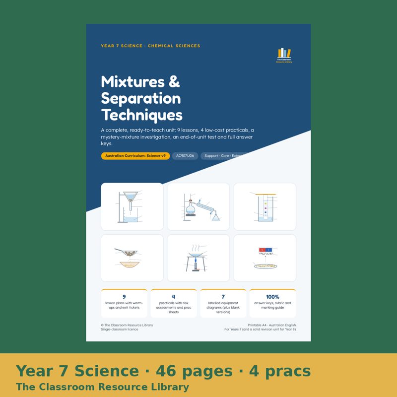 Cover of Mixtures and Separation, Year 7